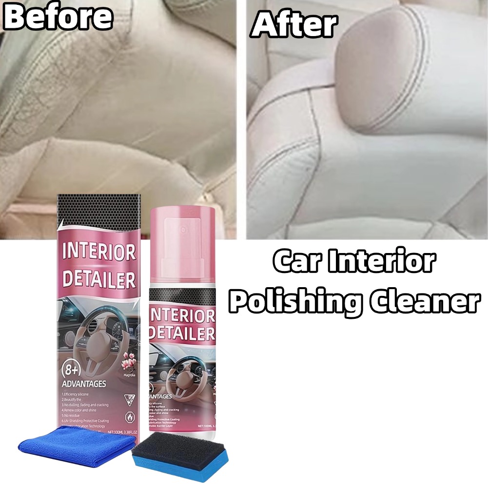100ml 車内磨きクリーナー、水洗い不要の多目的インテリア - Leather Cleaner Interior のレビューと価格