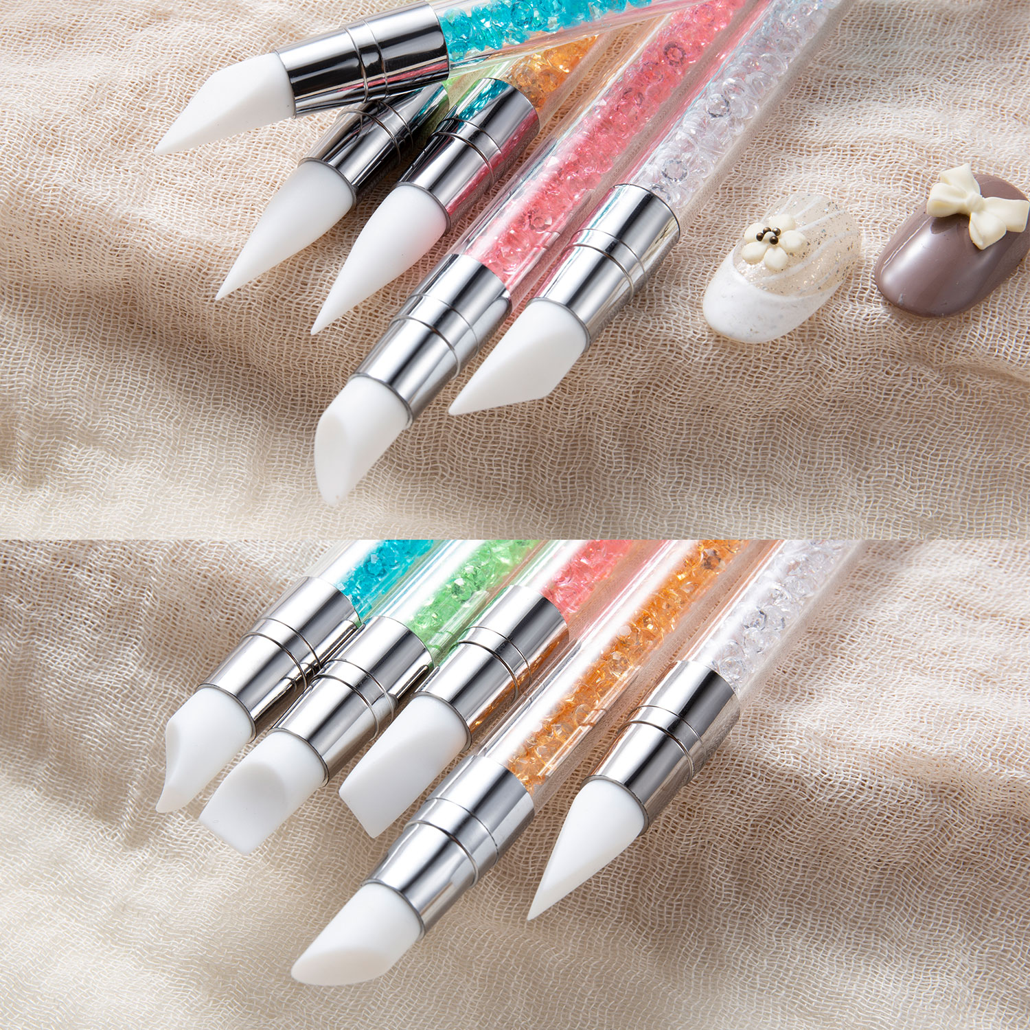 5本セット ダブルヘッド シリコンネイルアート エンボスペン - Wax Applicator Pad のレビューと価格