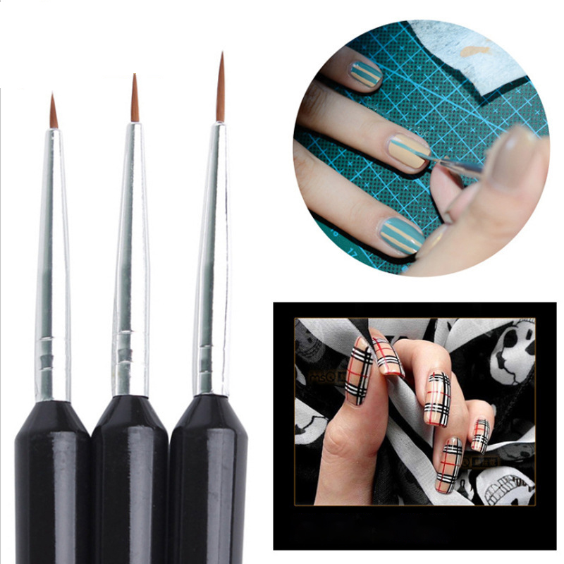 3 個の超微細ネイルアートライナーブラシセット黒ハンドル小毛 - Detailing Brush Set のレビューと価格