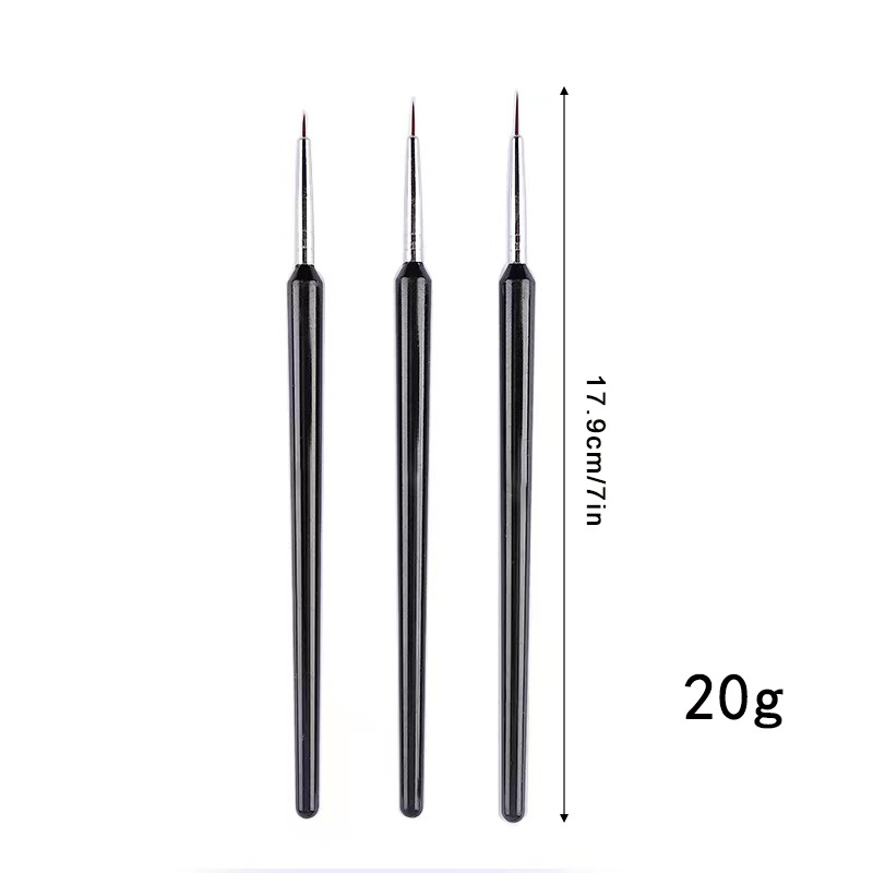3 個の超微細ネイルアートライナーブラシセット黒ハンドル小毛 - Detailing Brush Set のレビューと価格