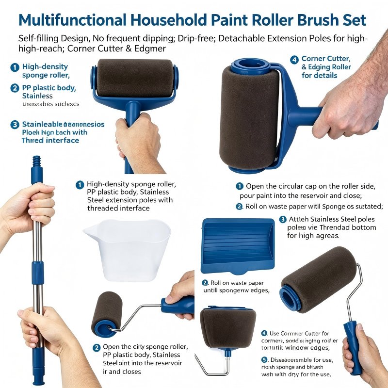 人間工学に基づいたペイントローラー＆ブラシセット多機能コーナ - Detailing Brush Set のレビューと価格
