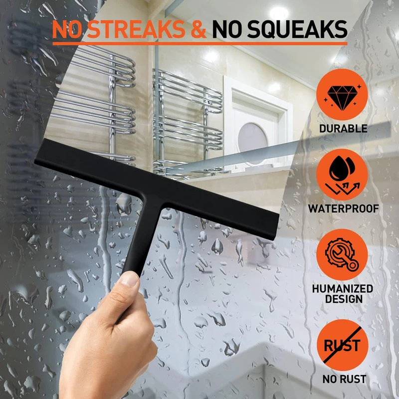 シリコン製スクイジー、拭き跡が残らない、ガラス、浴室、シャワ - Glass Cleaner Streak のレビューと価格