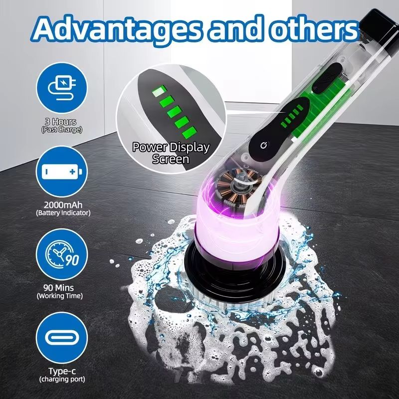 ワイヤレス電動スピンスクラバー、多機能コードレス回転ブラシ、 - Car Cleaning Brush のレビューと価格