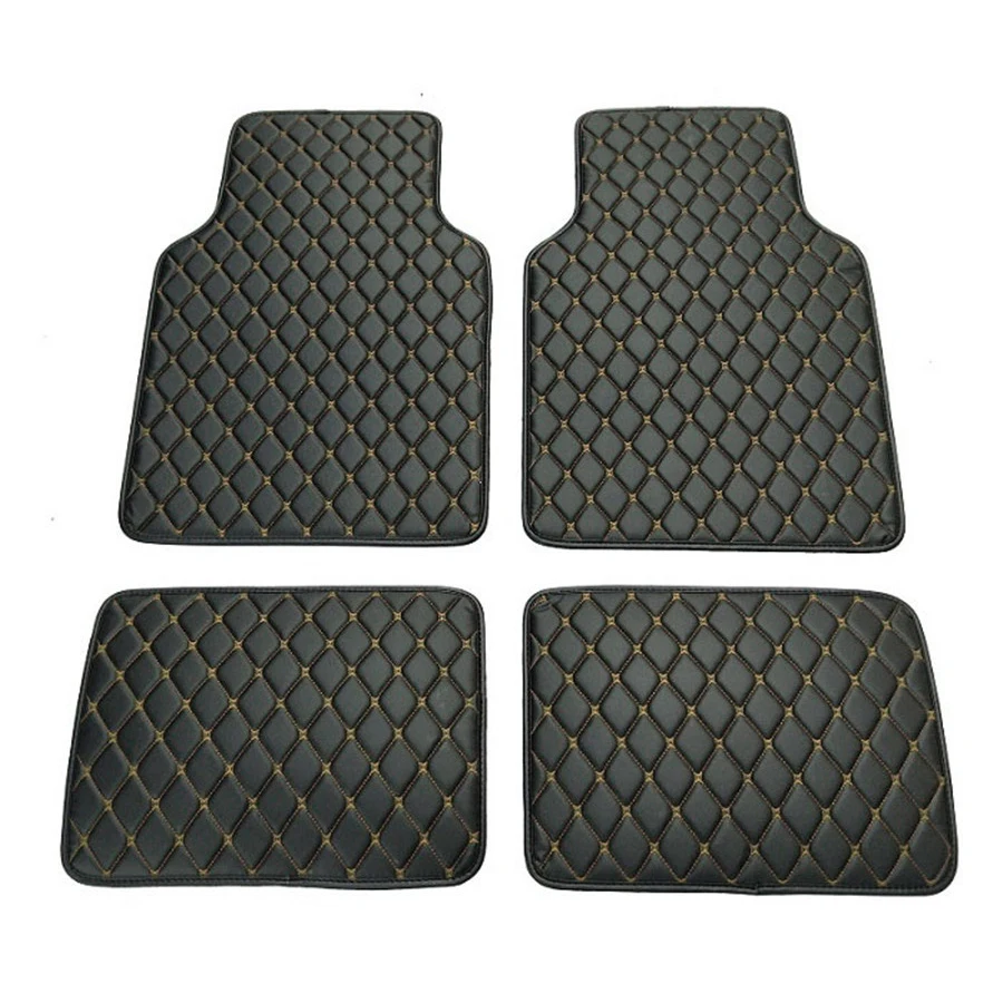 4枚組 PUレザー ブラック 車用フロアマットセット 防水  - Leather Cleaner Interior のレビューと価格