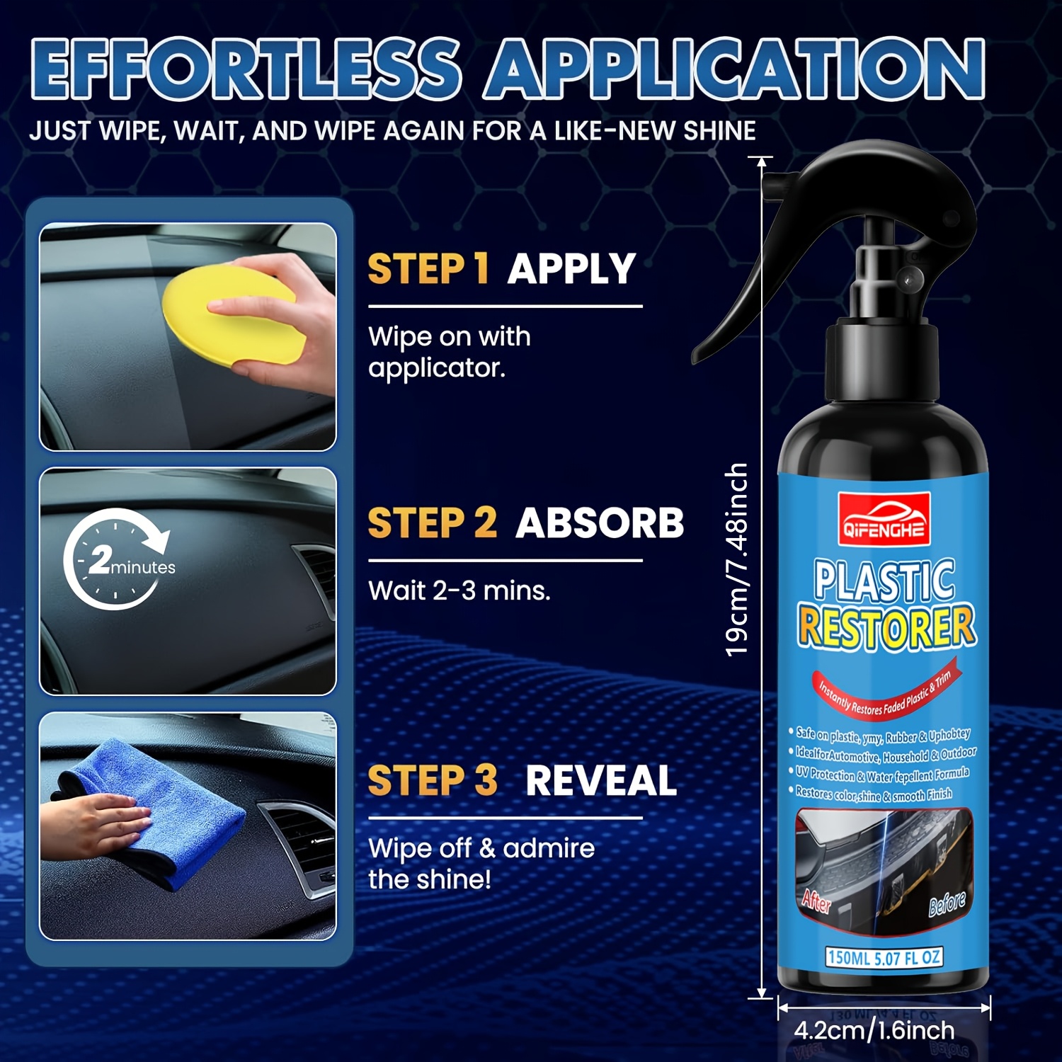 車用ブラックトリム＆プラスチックレストアラー（5.07オンス - Trim Restorer Plastic のレビューと価格