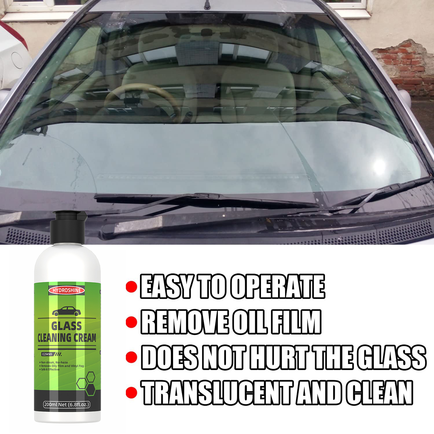 ハイドロシャイン 車用ガラス油膜除去クリーム ウィンドスクリ - Glass Cleaner Streak のレビューと価格