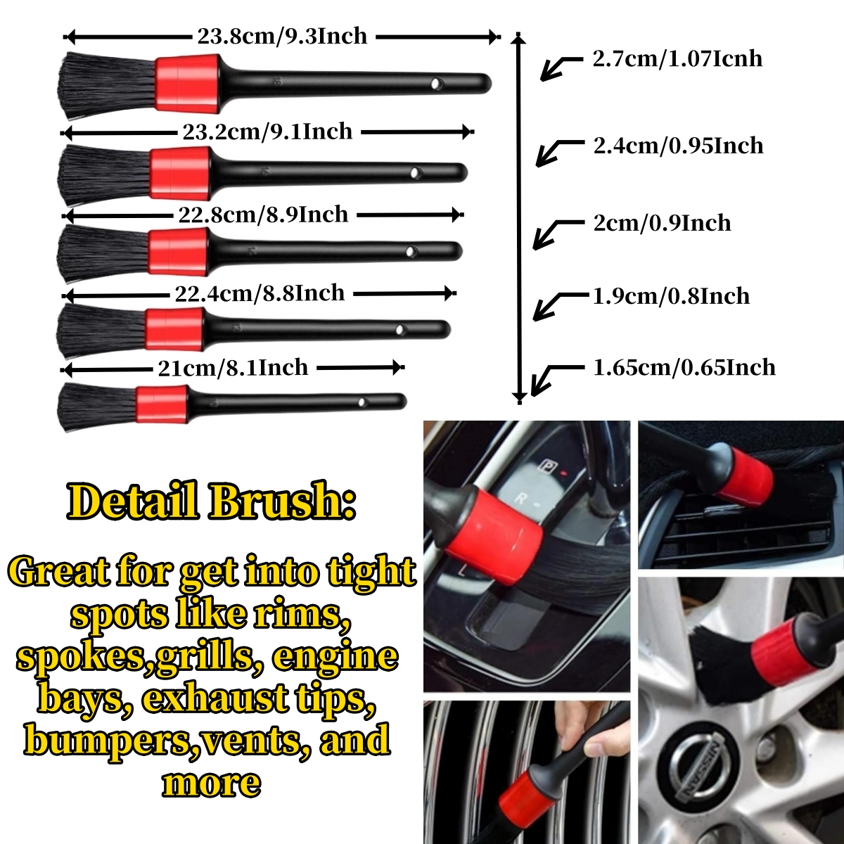 自動車タイヤホイールディテールブラシセット多機能車のクリーニ - Interior Detailing Kit のレビューと価格