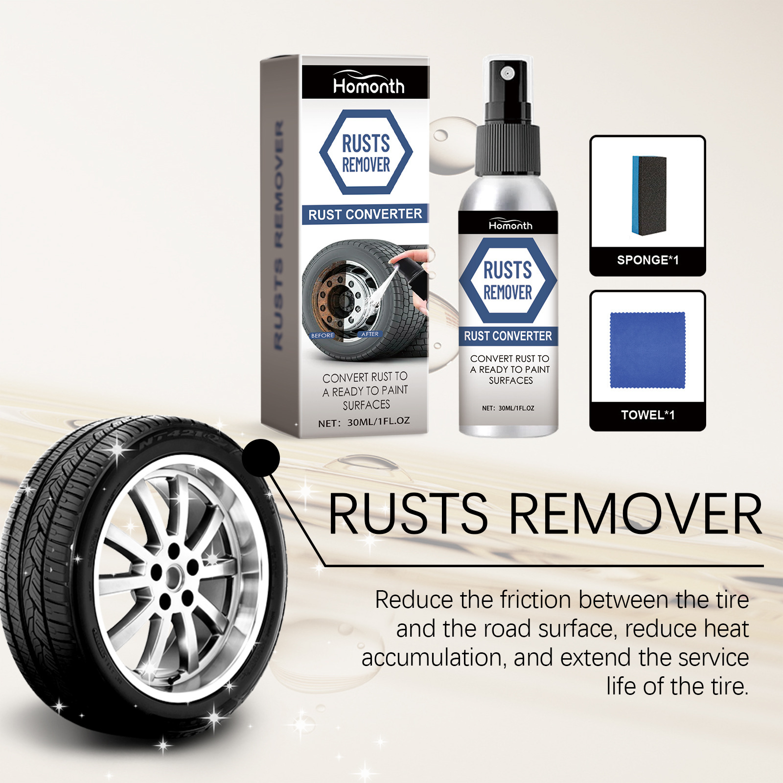 車のホイール鉄粉錆除去スプレー速効性タイヤリム除錆クリーナー - Wheel Cleaner Alloy のレビューと価格