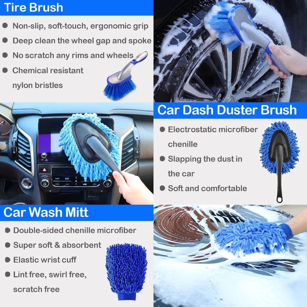 車のクリーニングブラシのセット,金属,外装,防塵ツール,空気 - Dirt Brush Interior のレビューと価格