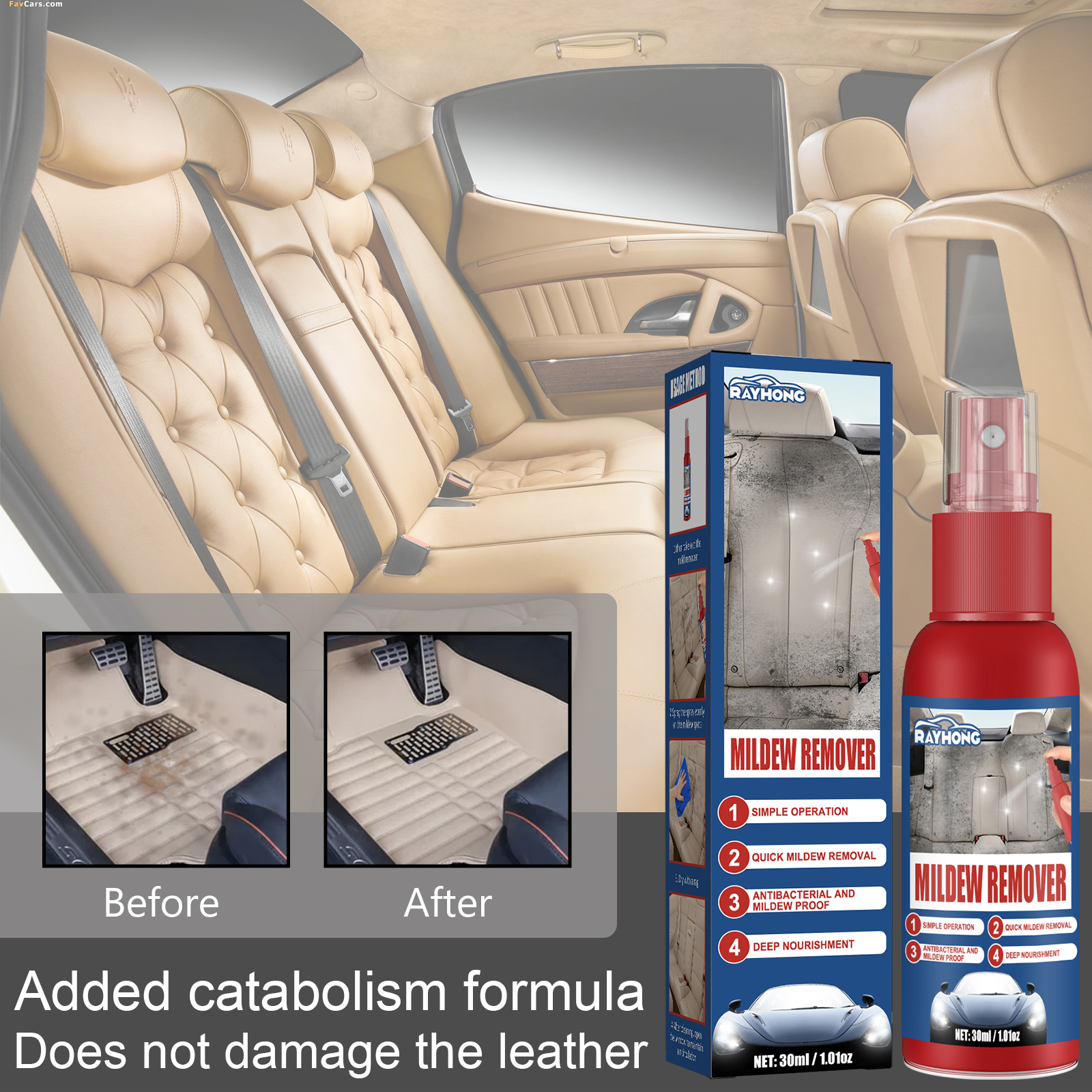 車のカビ除去スプレー多機能汚れカビ除去レザーファブリックシー - Leather Cleaner Interior のレビューと価格